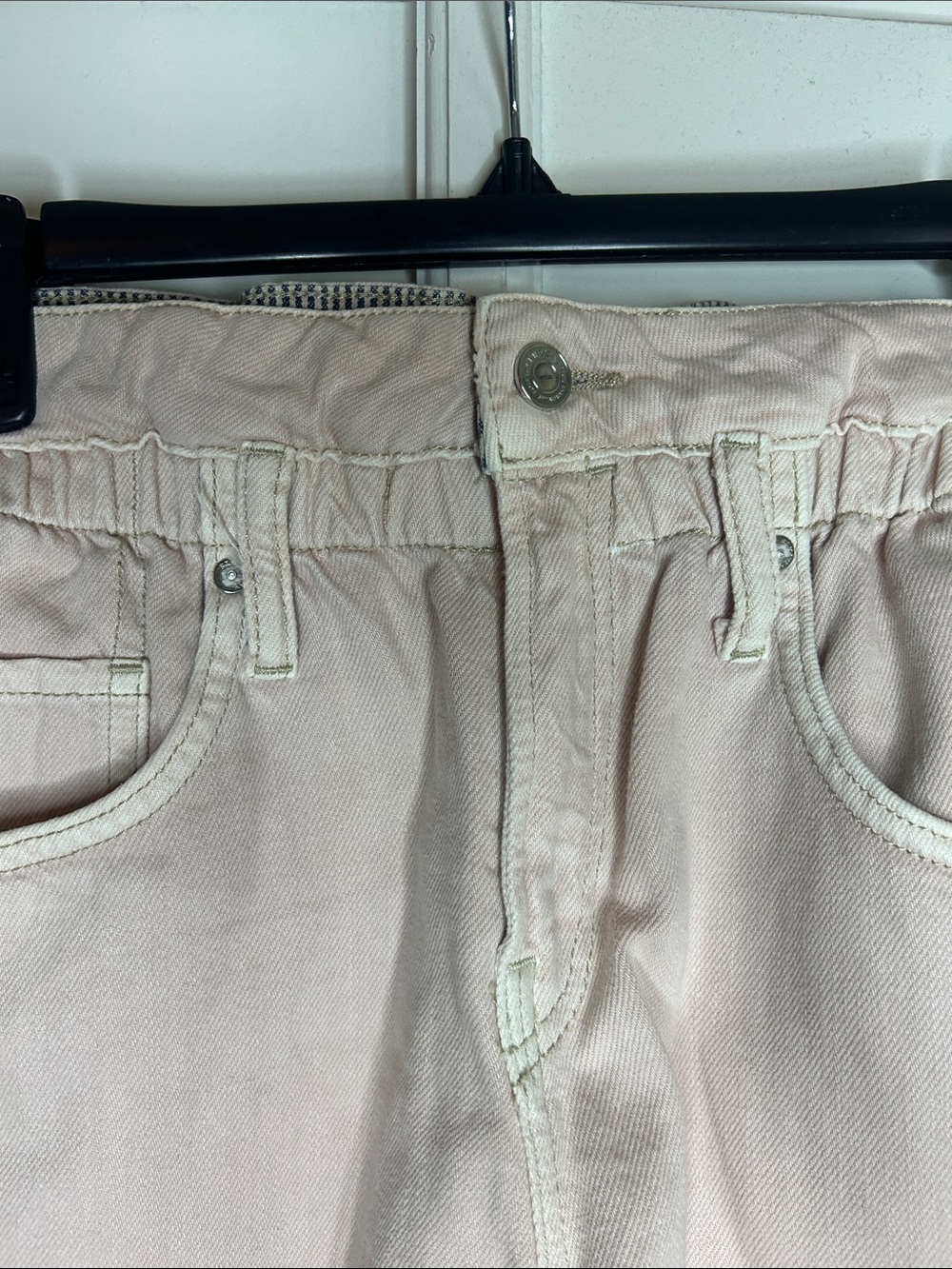All Saints Paperbag Waist Frayed Hem Women’s Shorts - Light Pink - Picture 6 of 9